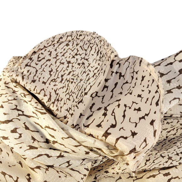 Tan Jay Vintage 80's Animal Print Inspired All Over Print Silky Feel Blouse 8 - Picture 10 of 14